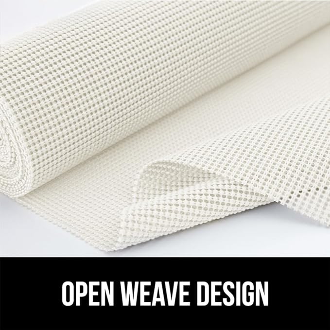 GORILLA GRIP powerGRIP Drawer Shelf and Cabinet Liner, Thick Strong Hold, Non-Adhesive Liners Protect Kitchen Cabinets and Cupboard, Bathroom Drawers, Easy Install, Breathable Mat, 24" x30' Snow White