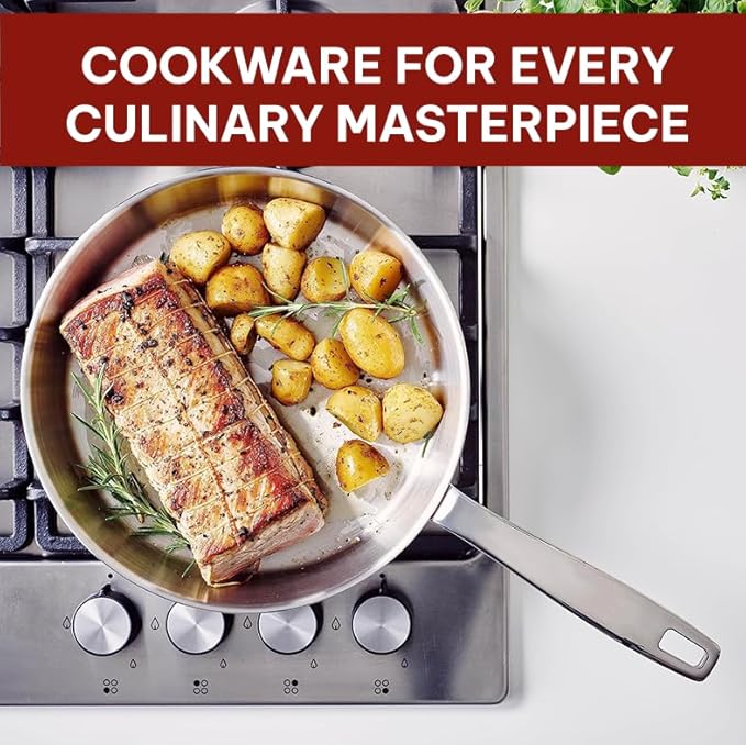 Alva Maestro 8" Premium Stainless Steel Frying Pan - 18/10 Professional Grade - PFAS/PFOA/PTFE Free - High Heat & Oven Safe - All Stovetop Compatible