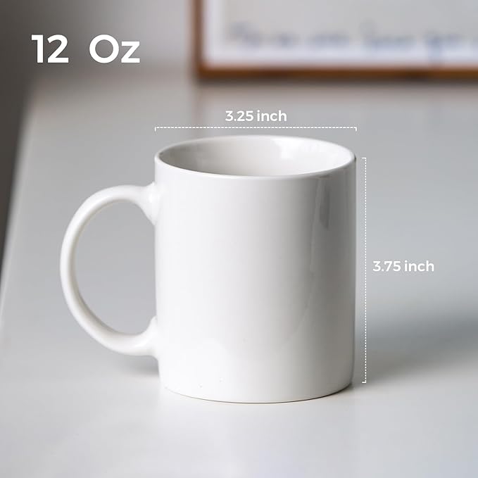 GBHOME 12 OZ Off White Coffee Mugs, Ceramic Coffee Mugs with Large Handle for Man, Woman, Dad, Mom, Light Weight Mugs Set for Latte/Cappuccino/Cocoa/Milk, Dishwasher & Microwave Safe, 4PCS