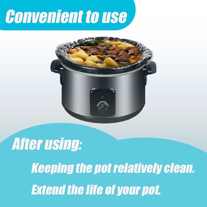 Slow Cooker Liners 20 Count Cooking Bags Extra Large Size Disposable Pot Liners, Fit 6QT to 10QT for Slow Cooker Cooking Trays Suitable for Oval & Round Pots 14"x 22", 20 Liners