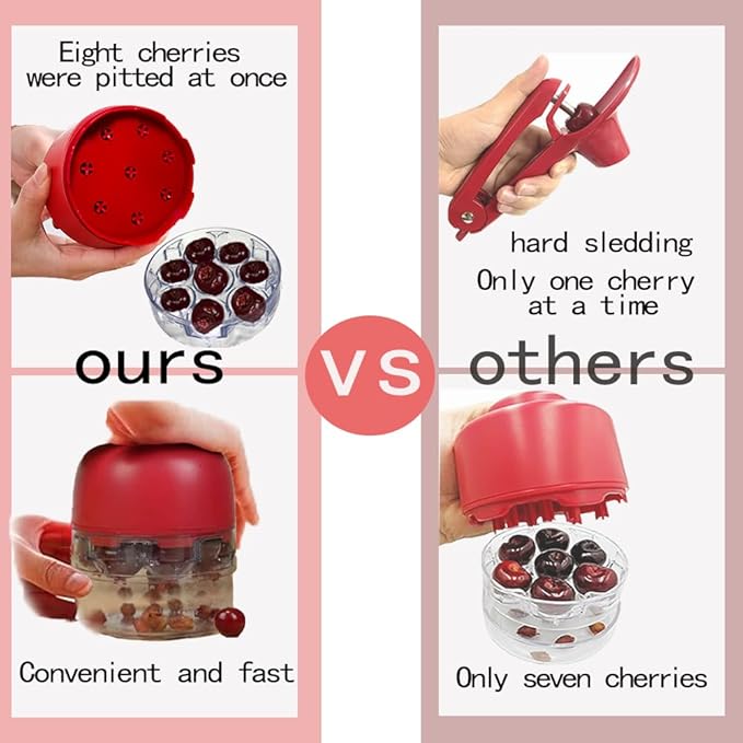 2025 Upgrade Cherry Pitter Tool,8 in 1 Cherry Seed Remover ,Quick Portable Push-Down Cherry Corer for Kitchen, Picnics