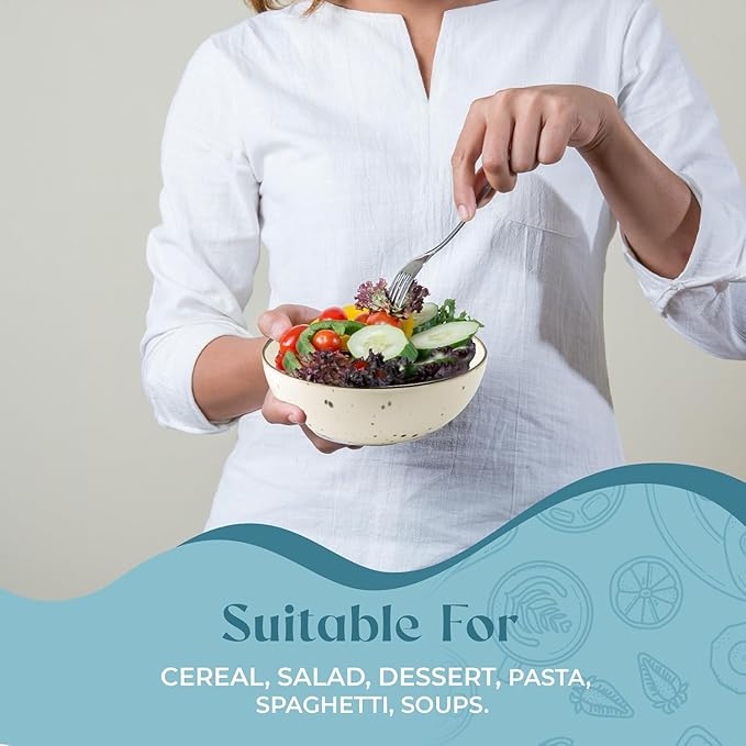 Esfour Premium Porcelain Bowl Collection | Durable, Microwave & Dishwasher Safe | Ideal for Cereal, Pasta, Salad & Desserts (Classic Assorted Color, Cereal Bowl 4pcs)