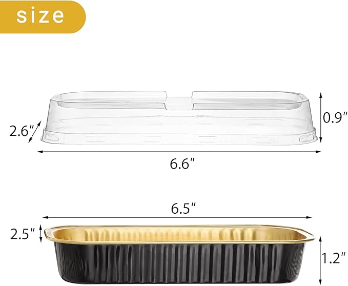 EUSOAR Creme Brulee Ramekins, 25pcs 6.8oz 6.5"x2.5"x1.2" Aluminum Foil Mini Loaf Cake Baking Cups Pans Tin with Lids, Disposable Ramekins Cupcake Containers Wrappers, Dessert Cheesecake Pan Cups