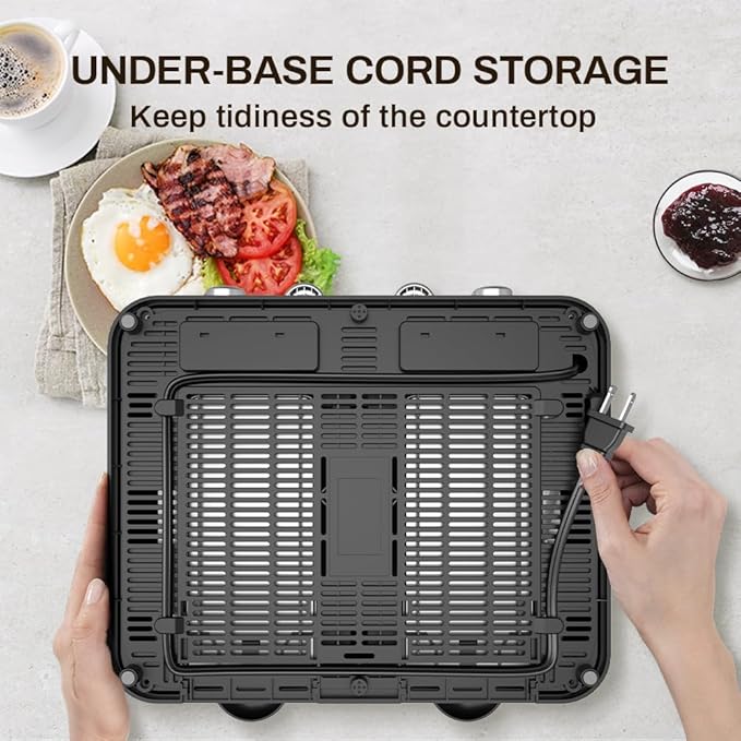 Grey Toaster 4 Slice, Dual Independent Controls, Extra Wide Slot Toasters for Bagel, Bread, Waffles, 7 Shade Settings, 4 Main Functions, Removable Crumb Tray, 1500 Watts, Grey Stainless Steel