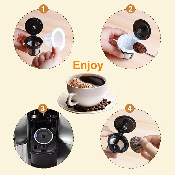 100 Count Disposable Coffee Paper Filters Compatible with Keurig Single Serve 1.0 and 2.0, Fits All Brands Reusable K Cup Filters
