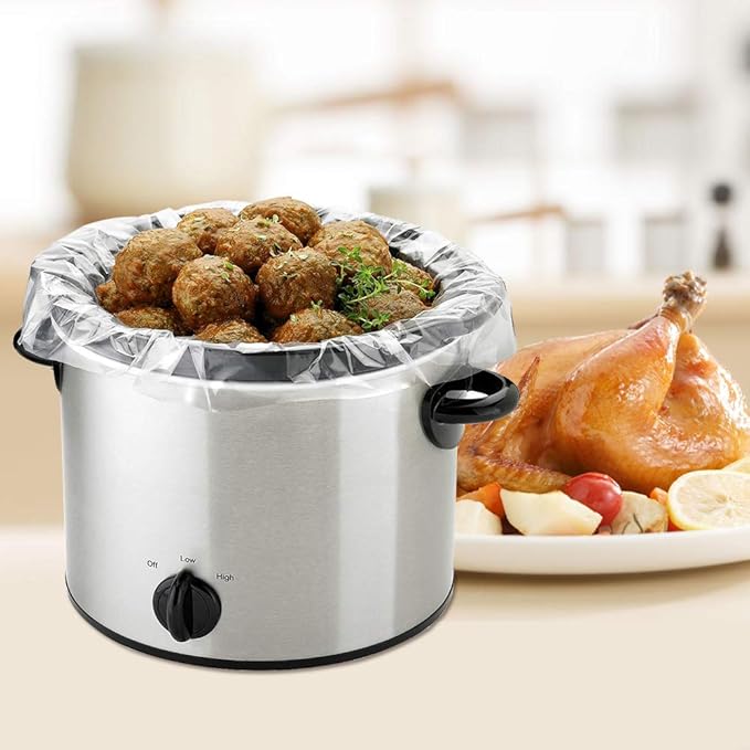 Slow Cooker Liners Kitchen Disposable Cooking Bags BPA Free for Oval or Round Pot, Large Size 13 x 21 Inch, Fits 3 to 8.5 Quarts - 4 Pack (40 Bags Total)