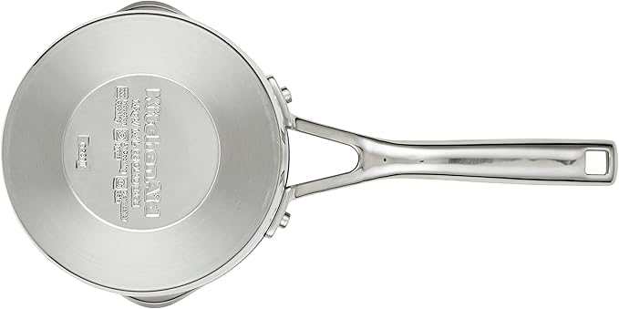 KitchenAid 3-Ply Base Stainless Saucepan with Pour Spouts, 1.5 Quart, Brushed Stainless Steel