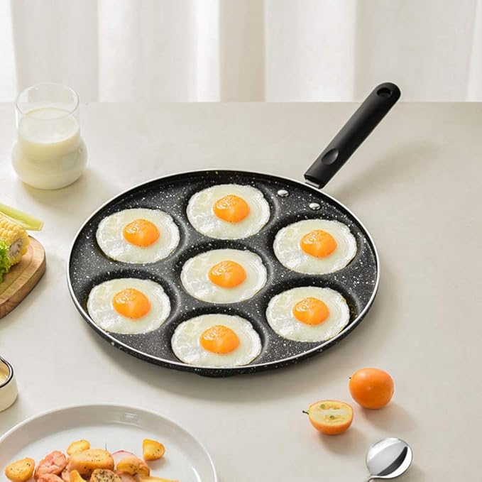 LAVEN Egg Frying Pan, 7-Grid Multi Egg Cooking Pan, Non Sticking Plett Pan for Restaurant, Hotel Household Kitchen Use