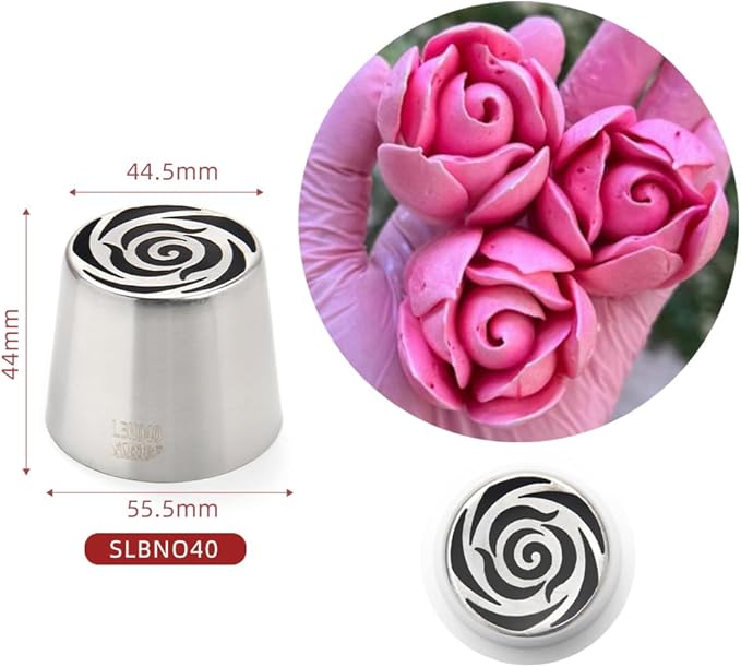 10 Pieces Extra Large Stainless Steel Seamless Russian Flower Piping Tips Kit for Marshmallow Bouquet,Cake Decorating Floral Icing Nozzles Set, 10 Icing Nozzles with 1 Clean Brush,1 Pastry Bag(XXL,A)