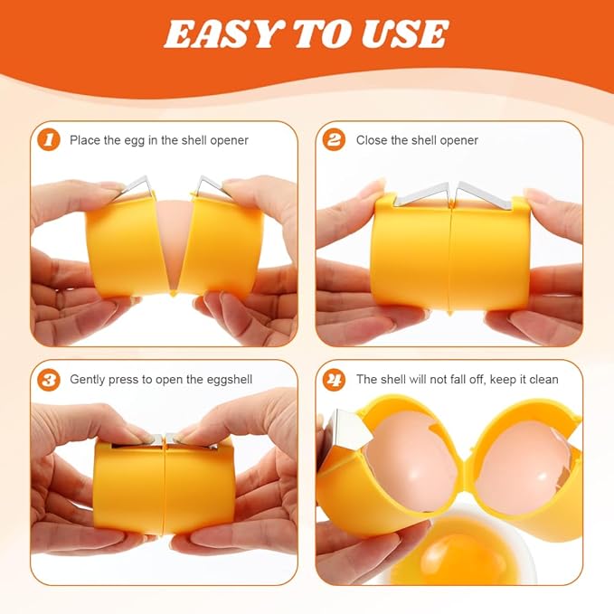 3Pcs Egg Shell Opener, New Egg Tool for Uncooked Eggs, Egg Shell Opener Topper Cutter, Handheld Eggshell Breaker and Egg Separator for Eggs Kitchen Gadgets Egg Cracker Tool 