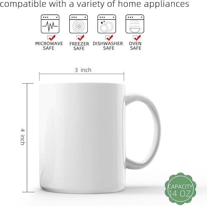 Chulan Bone China Coffee Mugs, 14oz White Coffee Mugs Set of 2, Over 45% Bone Content Ceramic Mug for Cocoa, Lightweight Break Resistant Porcelain Latte Mugs with Large Handle, Dishwasher & Oven Safe