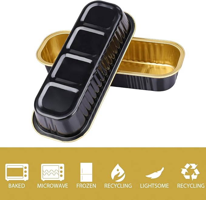 EUSOAR Creme Brulee Ramekins, 25pcs 6.8oz 6.5"x2.5"x1.2" Aluminum Foil Mini Loaf Cake Baking Cups Pans Tin with Lids, Disposable Ramekins Cupcake Containers Wrappers, Dessert Cheesecake Pan Cups