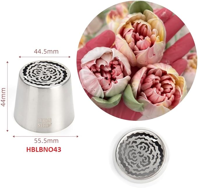 10 Pieces Extra Large Stainless Steel Seamless Russian Flower Piping Tips Kit for Marshmallow Bouquet,Cake Decorating Floral Icing Nozzles Set, 10 Icing Nozzles with 1 Clean Brush,1 Pastry Bag(XXL,A)