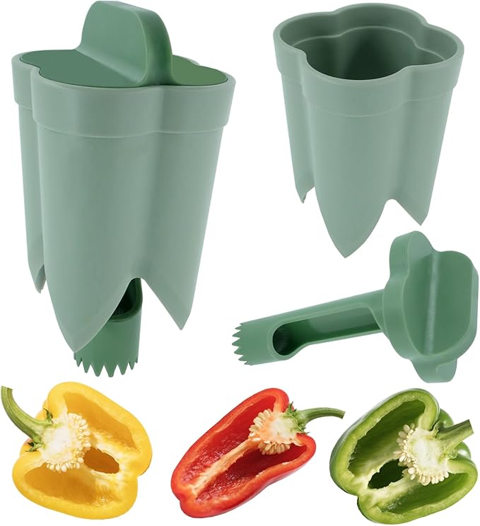 Pepper Seed Corer Remover,2 in 1 Seed Corer Extractor,Bell and Chili Pepper Coring Remover Tool,Fruit Pits Tools Kitchen for Apple and Pear,Vegetable Coring,Easy Gadgets,Kitchen Gadgets