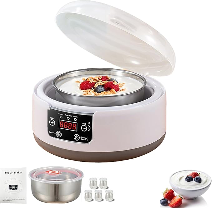 Yogurt Maker 3-in-1 Smart Yogurt Maker Machine with Temperature Control-Probiotic Yogurt, Rice Wine & Natto Fermenter for Healthy Homemade Foods(With 5 Cups)