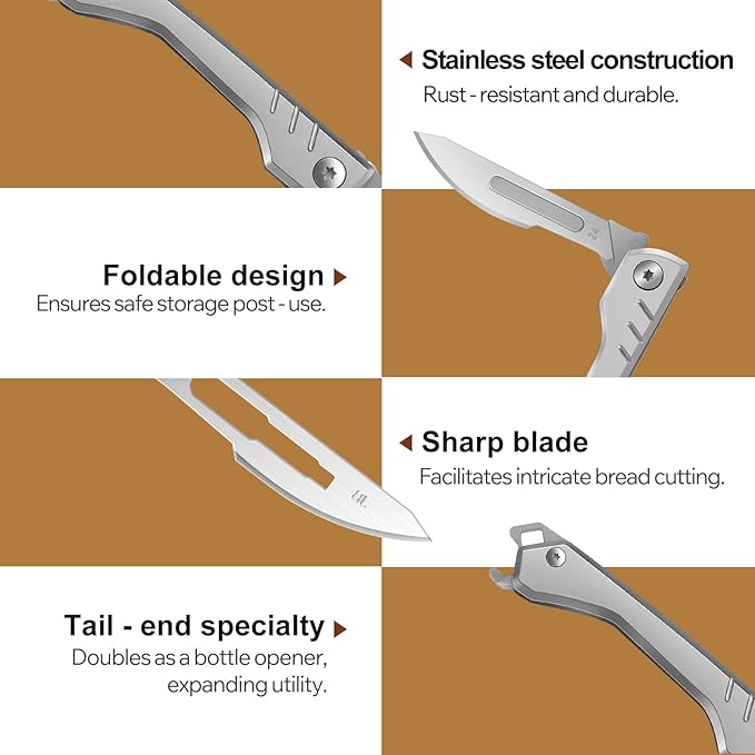 Bread Lame Dough Scoring Tool – Multi-Purpose Scoring Knife, Folding Bread Scorer Tool for Sourdough & Bread Baking with 10 Bread Razor Blades (Grey)