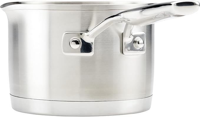 KitchenAid 3-Ply Base Stainless Saucepan with Pour Spouts, 1.5 Quart, Brushed Stainless Steel