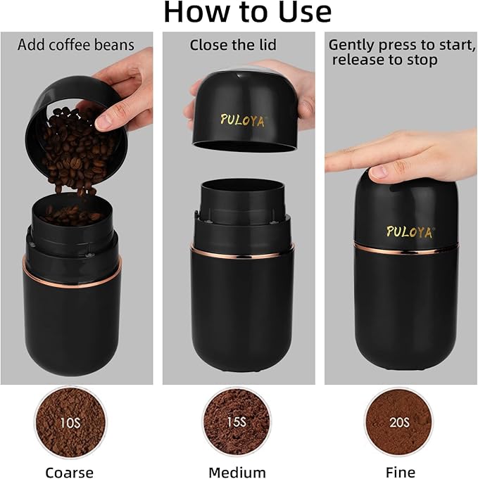 Coffee Grinder Electric for Beans, Spices, Herbs, Grains and Nuts, Stainless Steel Blades, 2.8 oz, Black