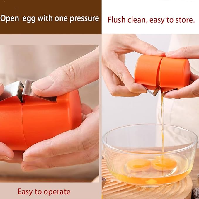 4Pcs Egg Shell Opener and Breaker - Multifunctional Cracker, Separator, Peeler, and Cutter Tool for Kitchen (Orange & Yellow)