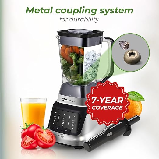 Koblenz Professional Blender, Countertop Blender for Shakes and Smoothies with 3 Speeds, 1200-W Motor, 68 Oz. Capacity, Super Silent Operation, Includes Tamper Accessory, Black/Chrome, LKM-9406