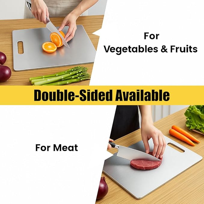 Titanium Cutting Board, 100% Pure Titanium Chopping Board for Kitchen, Hygiene & Durability Double Sided Cutting Board, Non toxic Chopping Board, Dishwasher Safe (18" x 12")