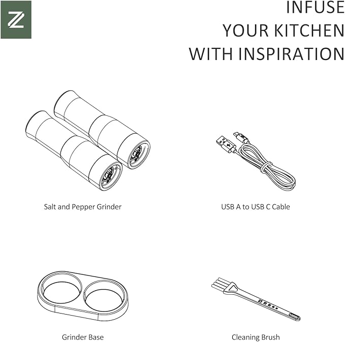 Electric Salt and Pepper Grinder Set with LED Power Display,Larger Capacity Salt and Pepper Shakers Set Rechargeable Electric with Flexible Coarsenes,LED Light,One Hand Operation for Kitchen(Khaki)