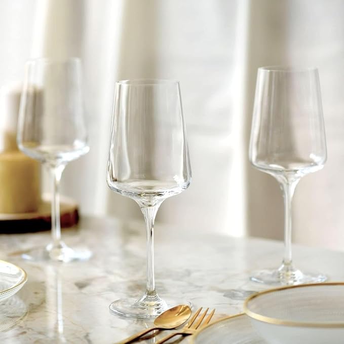 Krosno White and Sparkling Large Wine Glasses Drinking | 4 Pieces Set 13.5 fl oz | Infinity Collection | Elegant | Cocktail Crystal Set Wedding Gift | Lead-Free Glass | Homes, Restaurants & Kitchen