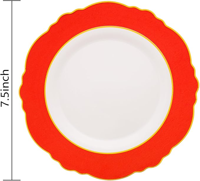 WDF 60pcs Plastic Red Plates Disposable - 7.5inch Heavy Duty Red Dessert/Salad Plates for Memorial Day