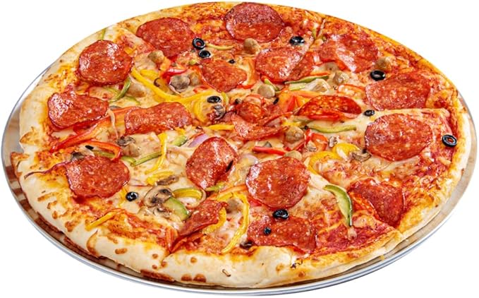 Restaurantware Met Lux 18 Inch Commercial Pizza Pan 1 Coupe Style Pizza Cooking Tray - Heavy-Duty 18-Gauge Aluminum Round Baking Tray Oven-Baking For Pizzas & More
