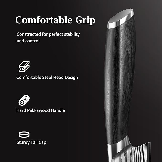 3 Pieces Knife Set, Professional High Carbon Powder Steel Kitchen Knife Set, Ultra Sharp Knives Set for Kitchen with Elegant Gift Box