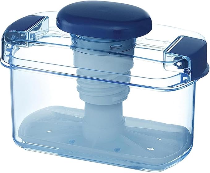 Instant Pickle Maker Vegetable Press Tsukemono Container Rectangle Made in Japan BPA Free (Blue 0.8L)
