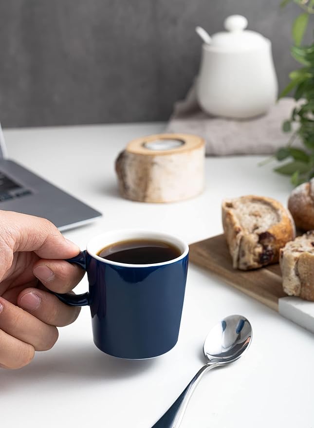 Sweese 3.5oz Porcelain Espresso Cups Set of 4, Mini Coffee Mugs Demitasse Cups - Navy