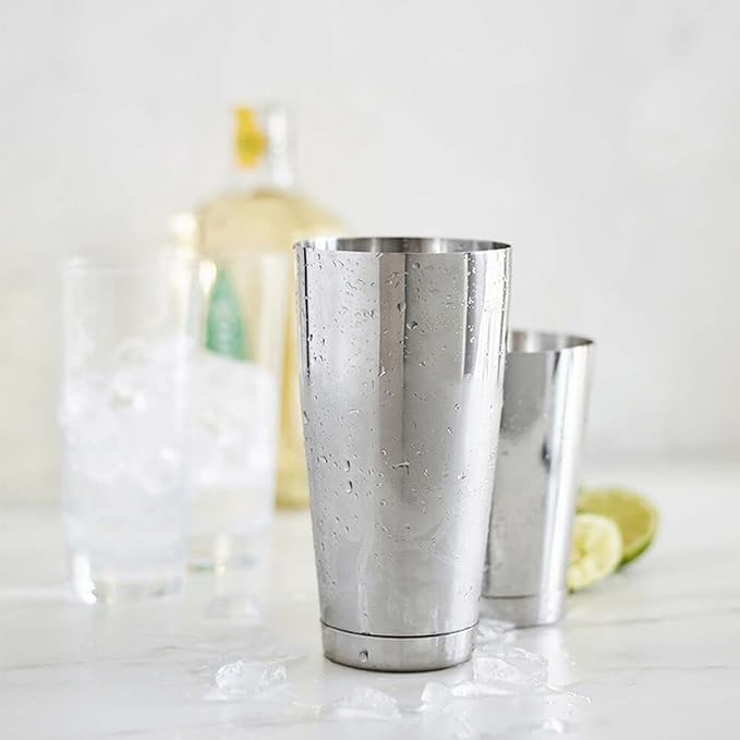 Boston Cocktail Shaker Set, 17 oz and 24 oz Stainless Steel Weighted Shaker Tins, Professional Bar Tools for Bartender, Metal Martini Shaker Drink Mixer for Bartending (Silver)