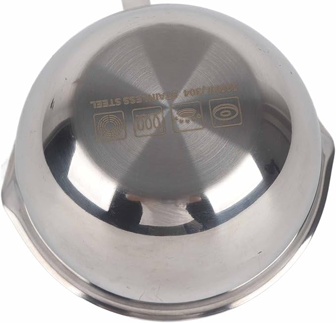 Butter Warmer Pot Small Butter Warmer Measuring Pot with Long Handle, All in One Flat Induction Bottom Mini Butter Hot Pot Milk Pot Small Saucepan Sturdy Stainless Steel (300ML)