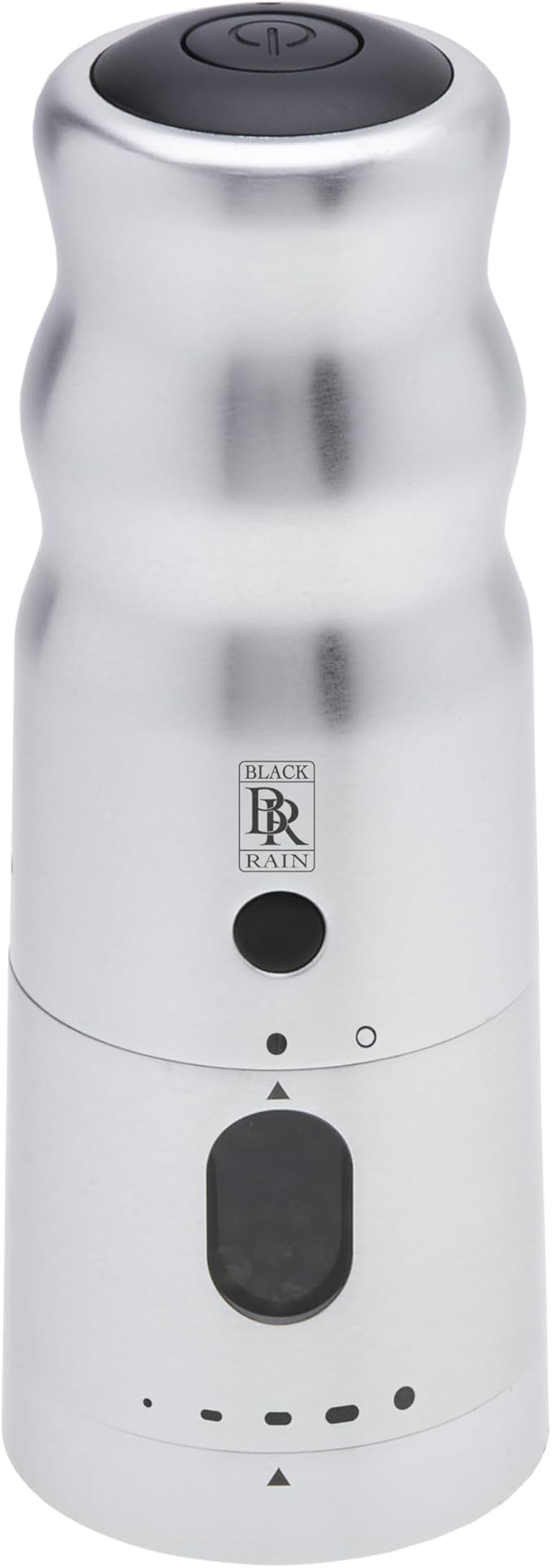 BLACK RAIN Pepper Mill Grinder, Adjustable Coarseness, Rechargeable Pepper Grinder with LED Light, Heavy Duty Professional Grade Electric Peppercorn Grinder (Brushed Silver)