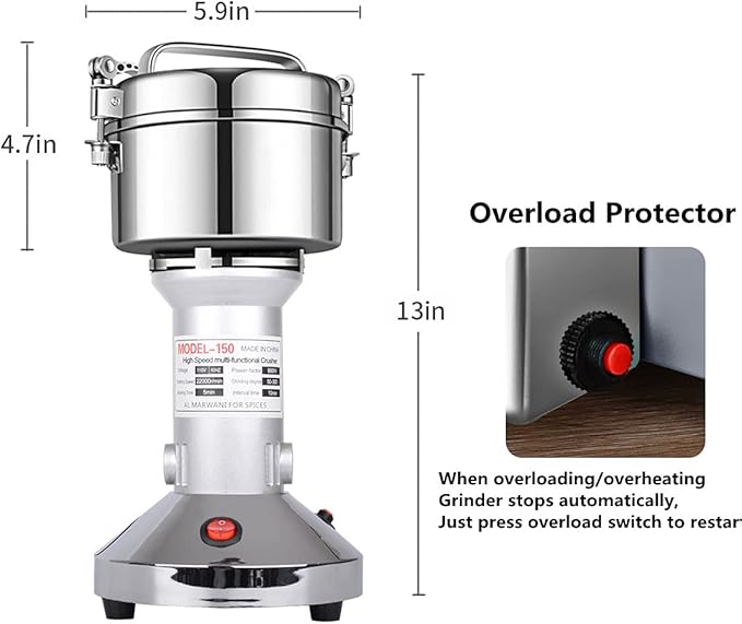 Grain Mill 150g High Speed Food Electric Stainless Steel Grinder Mill Seeds Flour Nut Pill Wheat Corn Herbs Spices & Seasonings Grinder Dry Grain Powder Machine