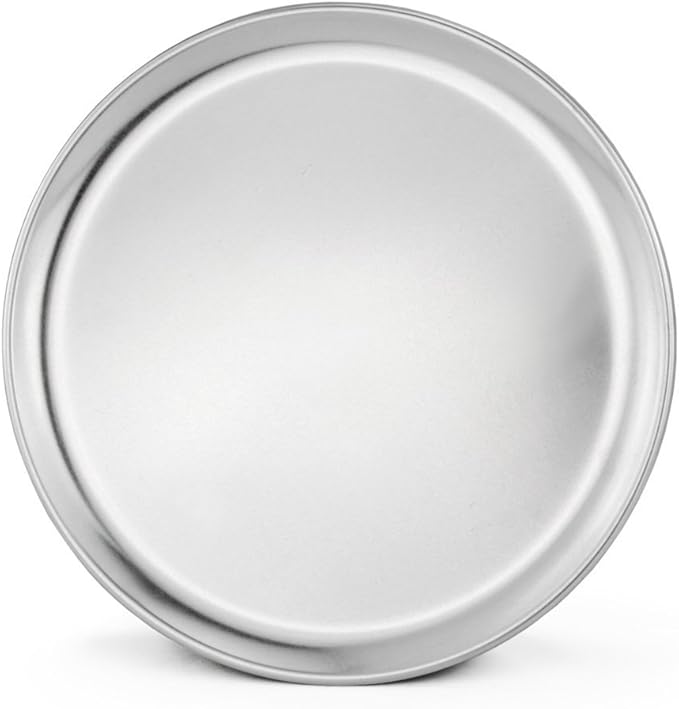 New Star Foodservice | Commercial Grade Aluminum Pizza Trays, Wide Rim (6 Pack) (Silver, 12-inch)