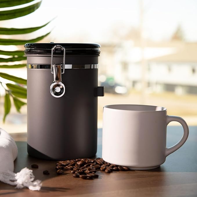 Veken 22OZ Gray (No Window) & 16OZ Gray (No Window) Coffee Canister Set