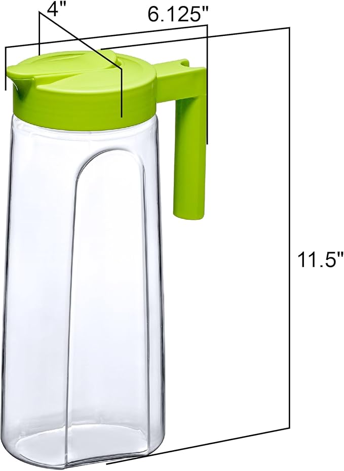 Amazing Abby - Slim - Tritan Pitcher (64 oz), Unbreakable Plastic Water Pitcher with Lid, BPA-Free, Heat-Resistant, Dishwasher-Safe, Great for Both Iced and Hot Drinks, Indoors and Outdoors, Green
