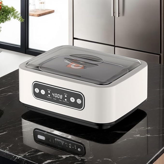 Yogurt Maker with 5 BPA-Free Jars, Temp Control & Smart Timer, Homemade Greek Yogurt, Effortless 3-Step Setup, LED Display - Perfect for Keto/Vegan Diets