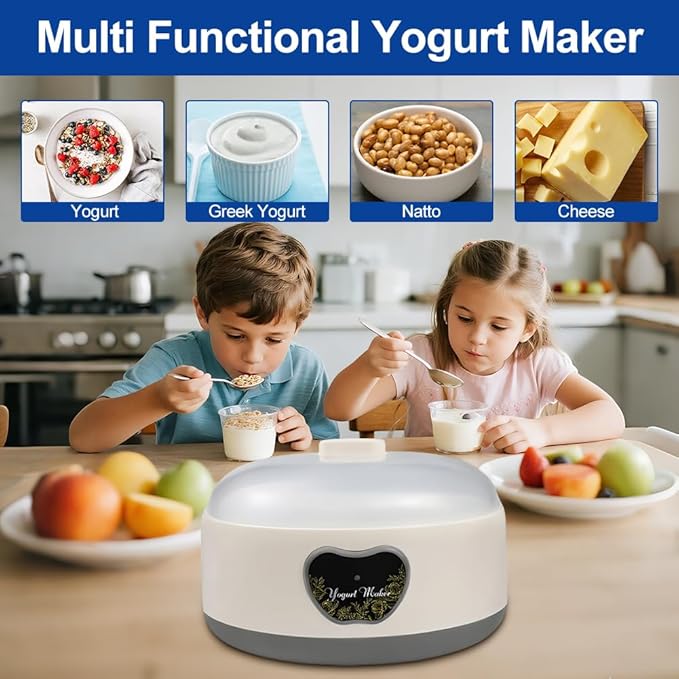 Abnaok 36 Hour Yogurt Maker,1.2L Automatic Digital Yoghurt Maker Machine,Lcd Display with Constant Temperature,Multi-Function Probiotic Yogurt Maker
