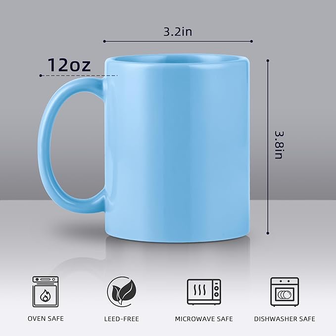 12oz coffee mug set of 6 Coffee Mugs for Coffee, Tea, Cocoa, Milk( Multiple color)