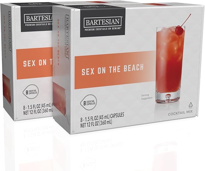 Bartesian 16-Pack Sex on the Beach Mixer Capsules for Cocktail Machine – Home Bar Mixology Cocktails Mix Pod Capsule Set To Use With the Bartesian Cocktail Drink Maker Machine