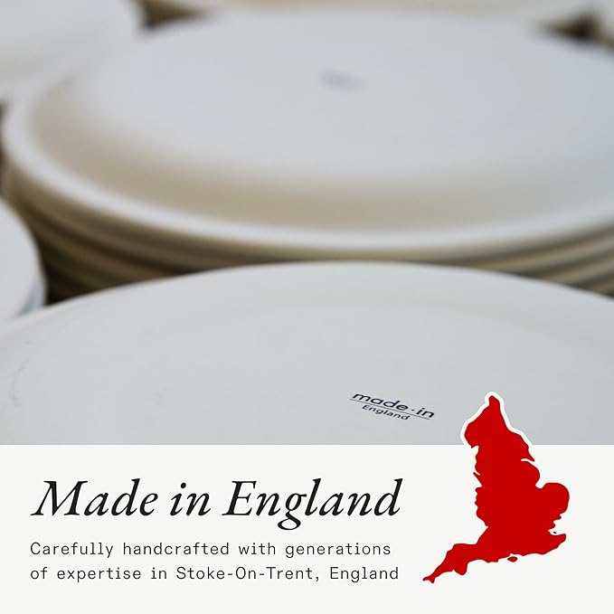 Made In Cookware - Set of 4 - Entrée Bowls - White With Navy Rim - Porcelain - Crafted in England