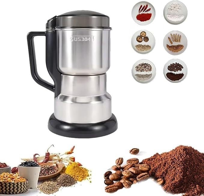 Electric Coffee Grinder, Grain mills, Spice Grinder Electric, Household Small Powder Grinding Machine, Herb Grinder, Multifunctional Grinding Machine with 304 Stainless Steel Blade