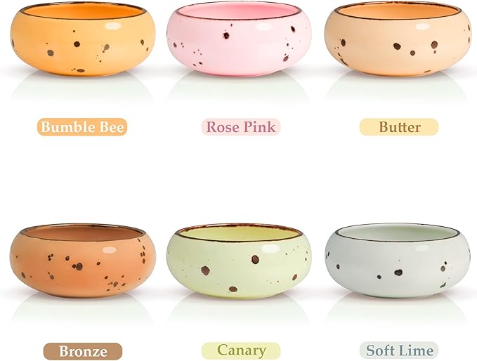 Small Hand Craft Dessert Bowls - 12oz, Set of 6 - Microwave, Oven, Dishwasher Safe, Ice Cream, Soup, Snacks, Rice, Cereal, Chili, Side Dishes Dips, Ideal Gift - Blossom Assorted Colors