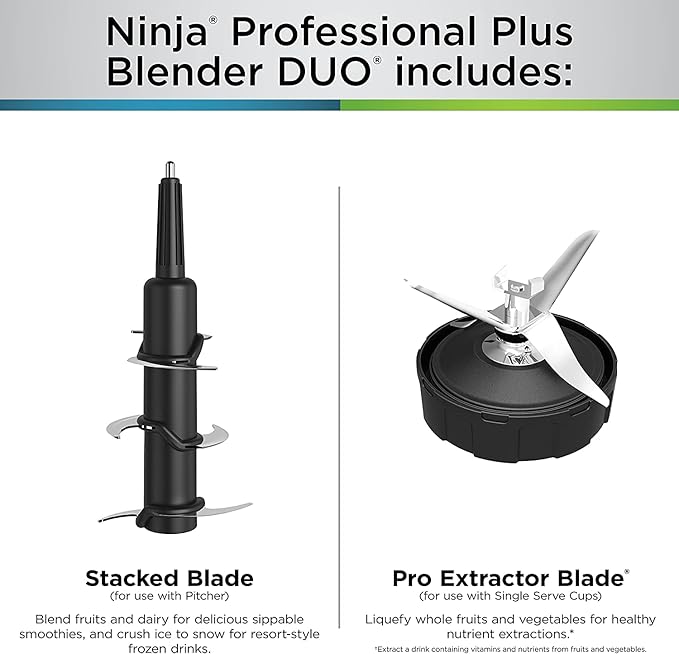 Ninja BN751 Professional Plus DUO Blender, 1400 Peak Watts, 3 Auto-IQ Programs for Smoothies, Frozen Drinks & Nutrient Extractions, 72-oz. Total Crushing Pitcher & (2) 24 oz. To-Go Cups, Black