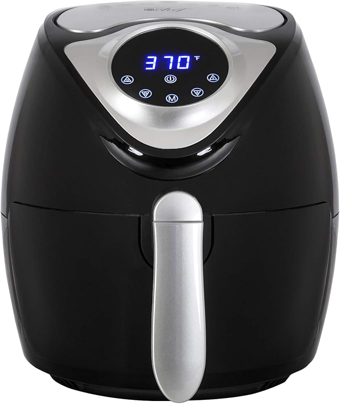 Deco Chef XL 3.7 QT Digital Air Fryer Cooker with 7 Smart Programs, LED Touch Screen, Oil-Less Non-Stick Coated Basket, Timer Counter Top, Healthy Kitchen Safe Frying Station with Cook Book