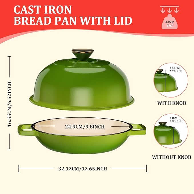 YUTANN Enameled Cast Iron Dutch Oven, 5 QT Nonstick Dutch Oven, Titanium Nonstick Coating, Ideal for Bread Baking/Braising/Roasting, Oven, Gas Stove and Stovetop Safe, Safe Material & Easy to Clean