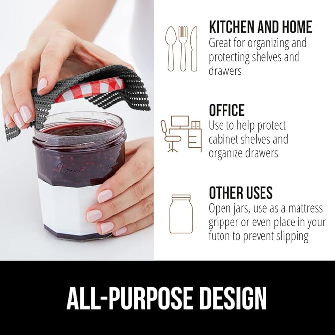 GORILLA GRIP powerGRIP Drawer Shelf and Cabinet Liner, Thick Strong Hold, Non-Adhesive Liners Protect Kitchen Cabinets and Cupboard, Bathroom Drawers, Easy Install, Breathable Mat, 17.5" x10' Charcoal